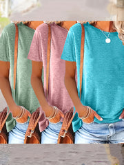 Women's Short Sleeve T-Shirts Soft Rayon-Spandex Summer Gift Pack in Mint Green Lavender Blue
