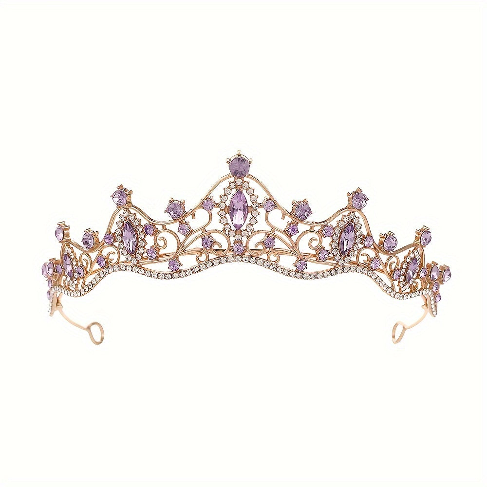 Diadema de princesa de metal para mujer con corona de cristales verdes, accesorio para el cabello de novia para bodas