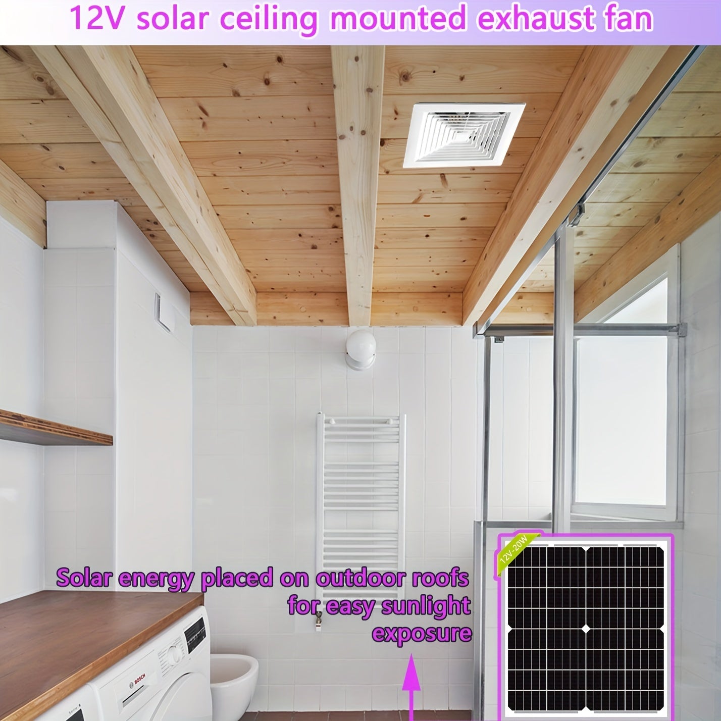 Портативный солнечный вентилятор 20,32 см 17 Вт для кемпинга, походов, автодомов, вентиляции теплиц