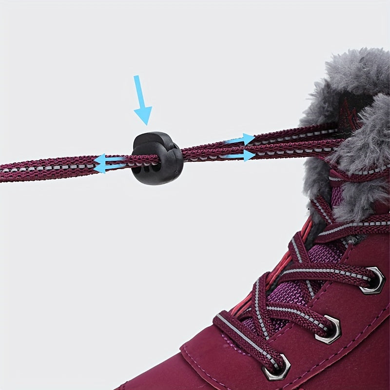 Women's Fleece-Lined Black Short Snow Boots Warm Waterproof Outdoor Shoes