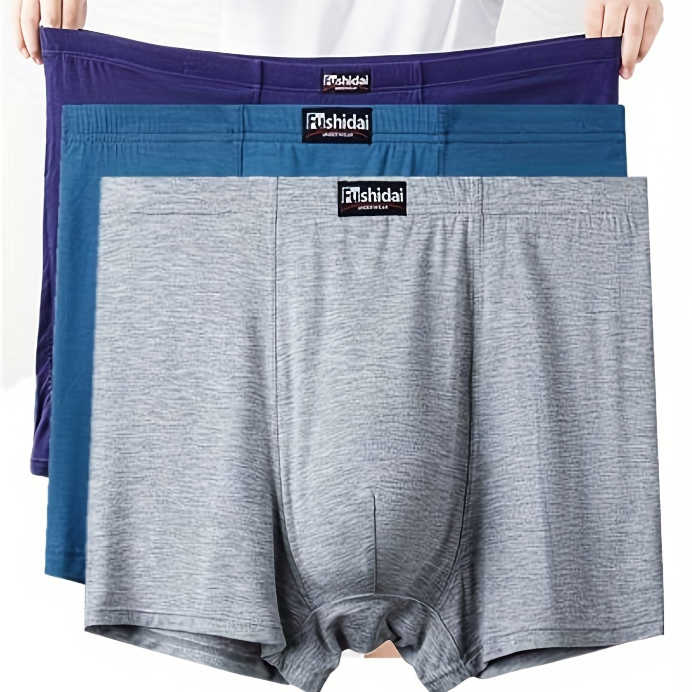 Men's Plus Size Modal Boxer Briefs Breathable Soft Casual Loose Underwear Set of 3