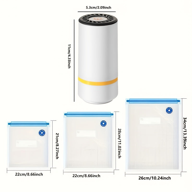 Elektr quvvatli USB bilan oziq-ovqatni saqlash uchun qayta zaryadlanuvchi vakuum qopqog'i paketlari