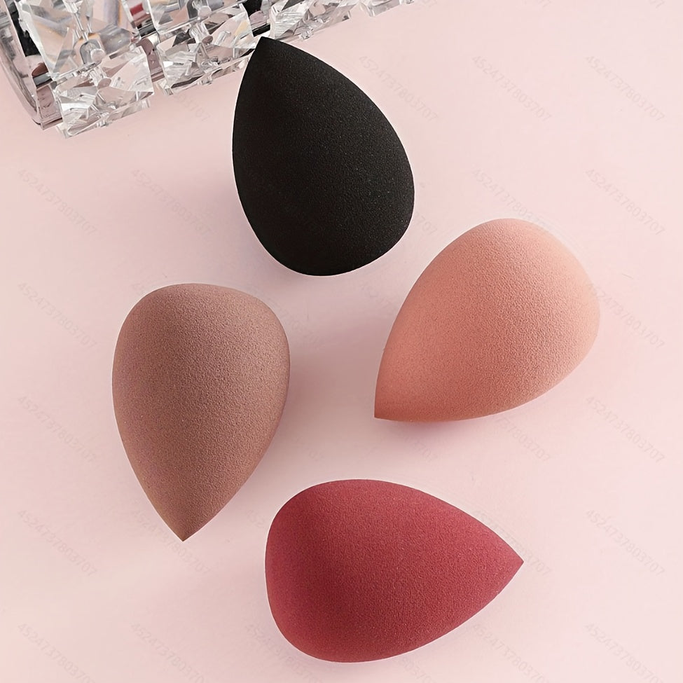 Kit de esponjas de maquillaje rosa de 4 piezas, esponjas en forma de gota de agua para líquidos y polvos