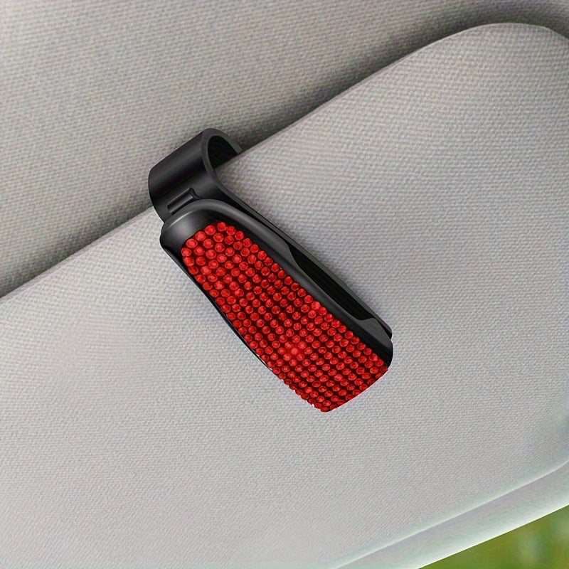 Unisex Rhinestone Car Sun Visor Clip Multi-Functional Glasses Holder