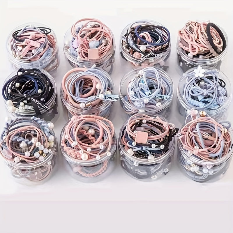 Assorted Colors 50 Pack Elastic Hair Ties for Women Durable Hair Ropes