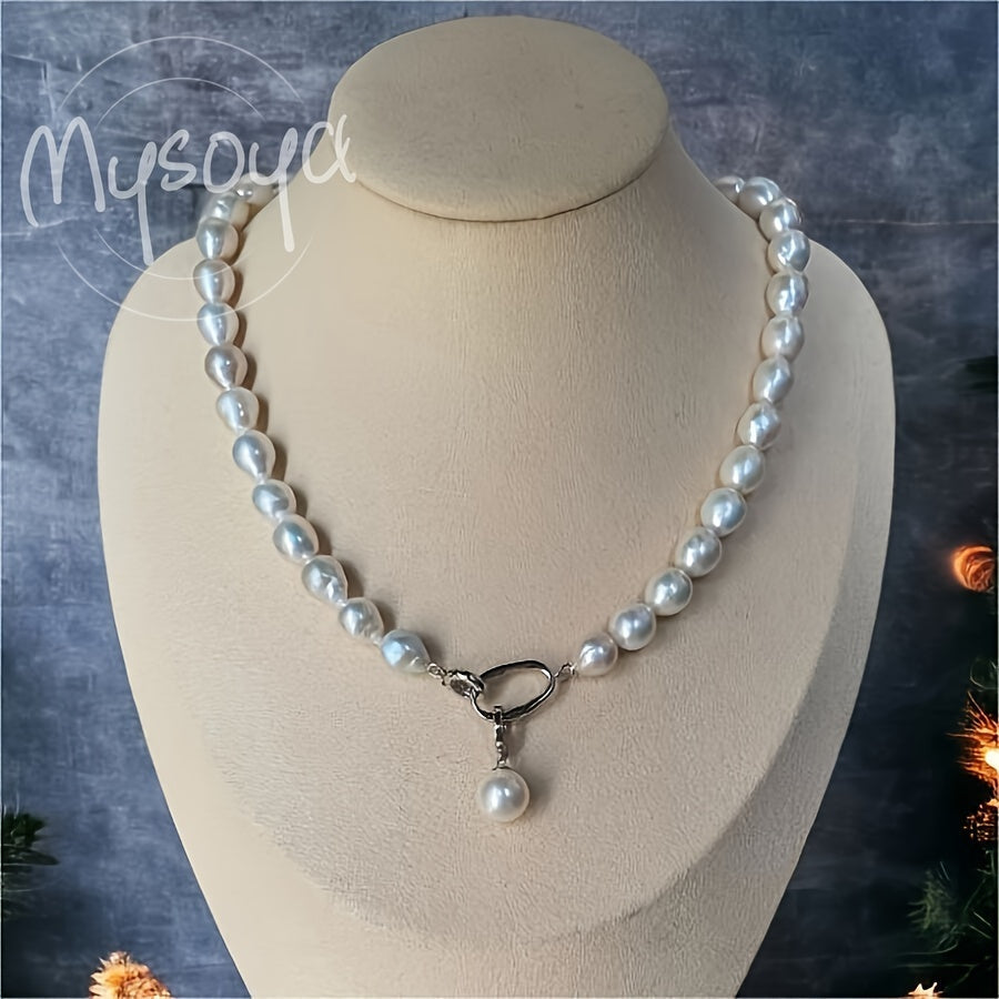 Natural Freshwater Pearl Necklace 9-11mm White Baroque Jewelry for Weddings and Special Events