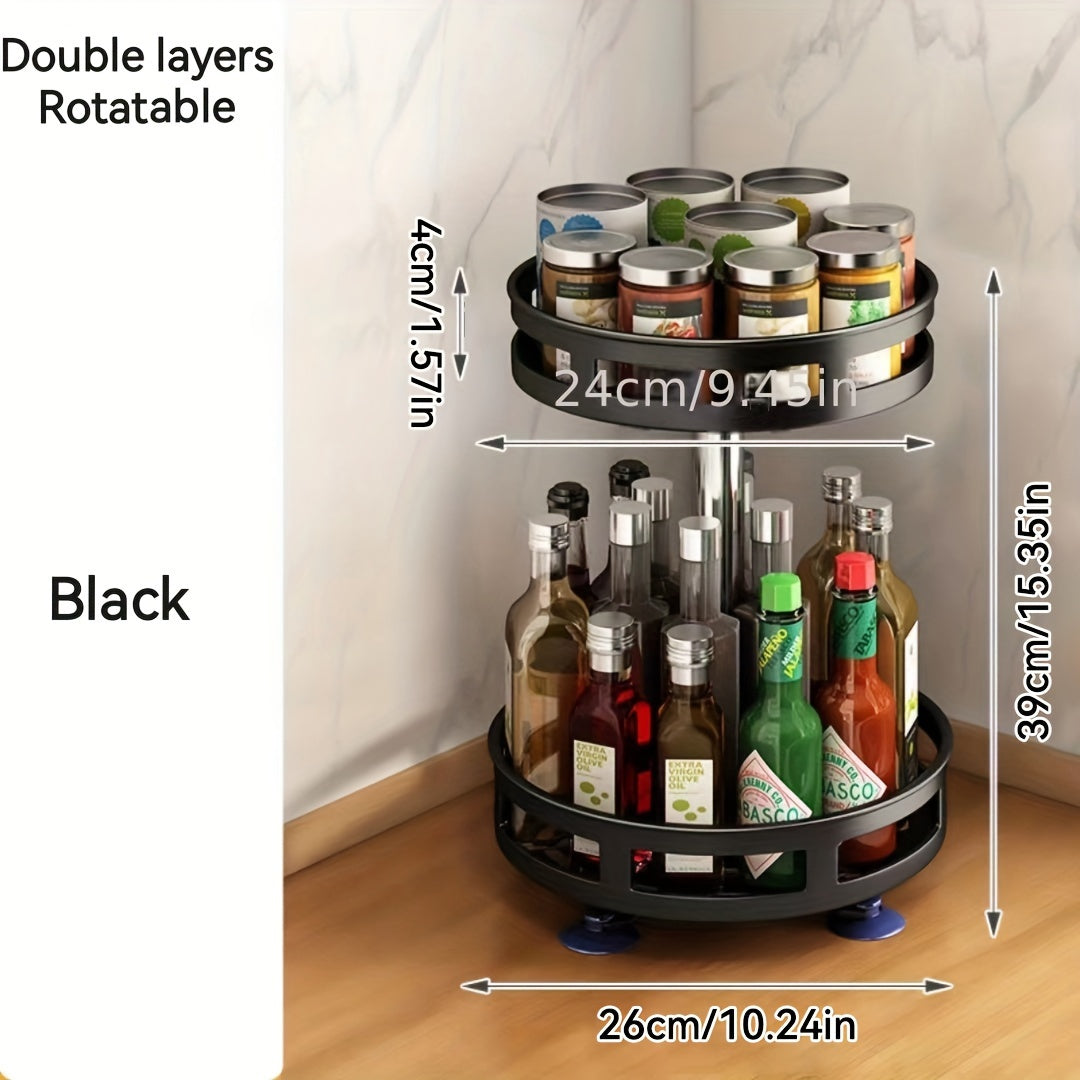 Rotating Adjustable Kitchen Organizer with Tiered Shelves for Bathroom and Office Storage