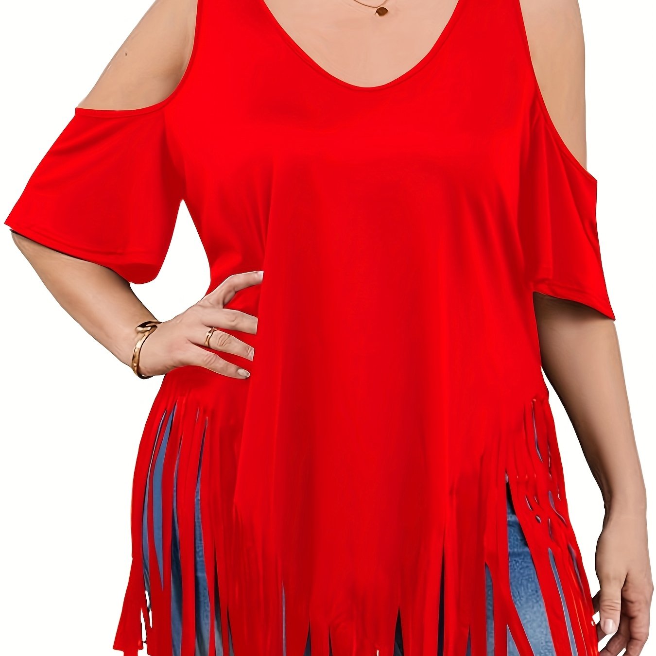 Women's Plus Size Off-Shoulder Ruffle Short Sleeve Top