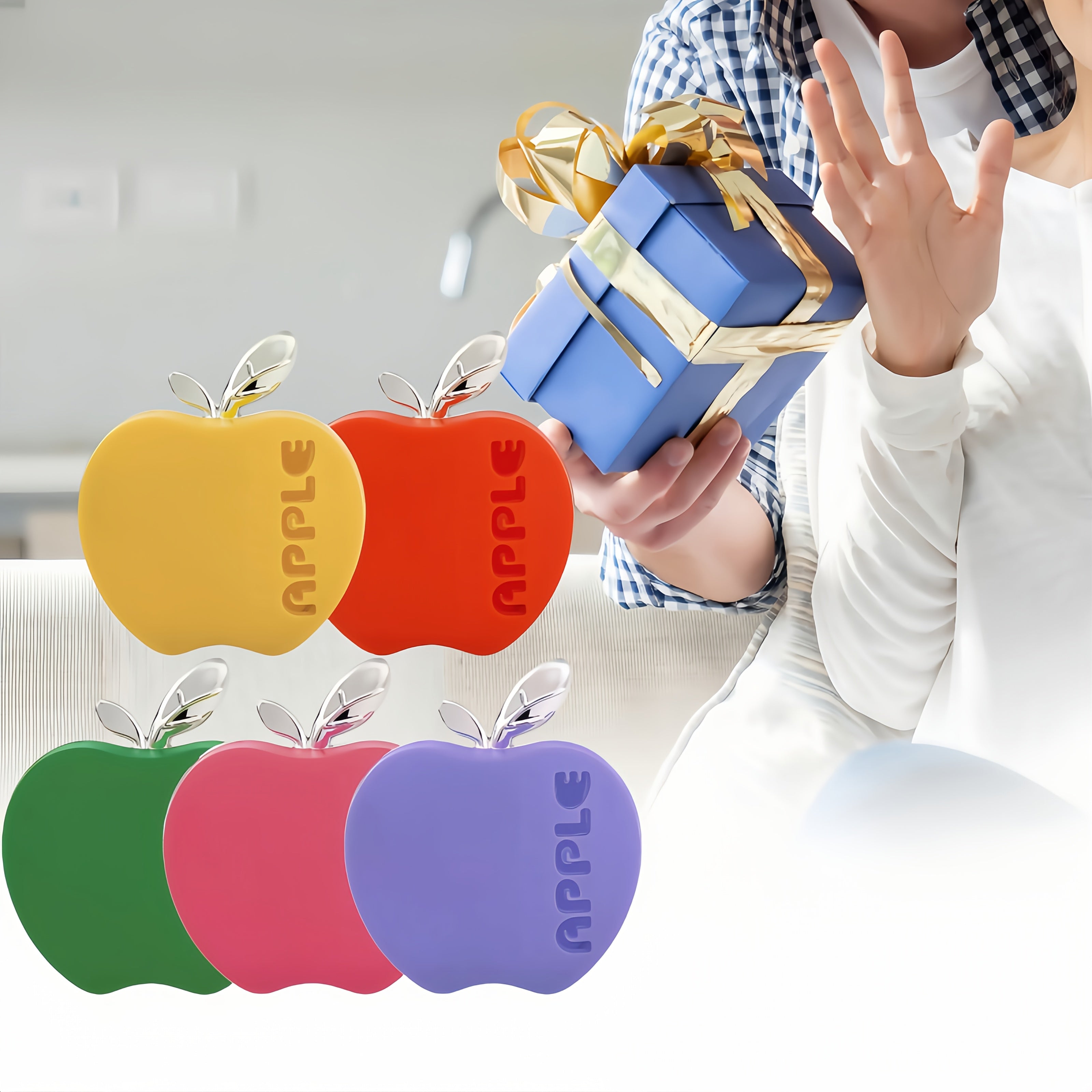 Avtomobil havo tozalovchi olma shaklidagi plastmassa vent aromatizatori tabletkalari hidli