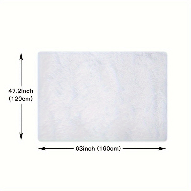Soft White Faux Fur Area Rug Rectangle Non-Slip Stain-Resistant Indoor Carpet
