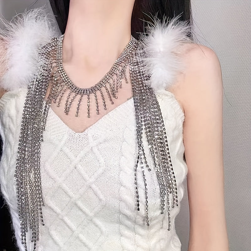 Women’s Retro Headband with Rhinestone Tassels Elastic Alloy Hair Accessory