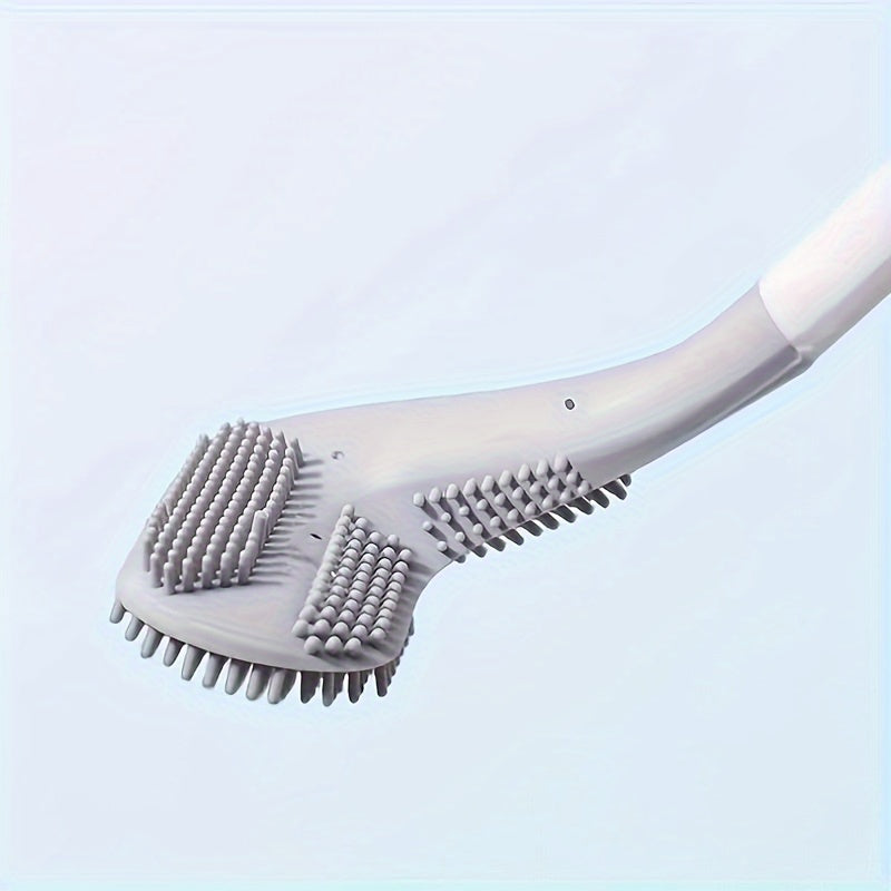 Rotating Silicone Toilet Brush with Long Handle Wall Mount Medium Firmness