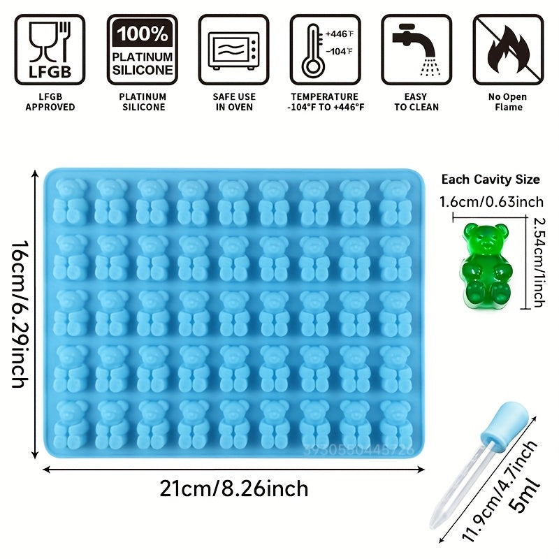 Silicone Gummy Bear Mold Set 2.54cm Katta shirinlik shakllari BPA bepul shishalar bilan