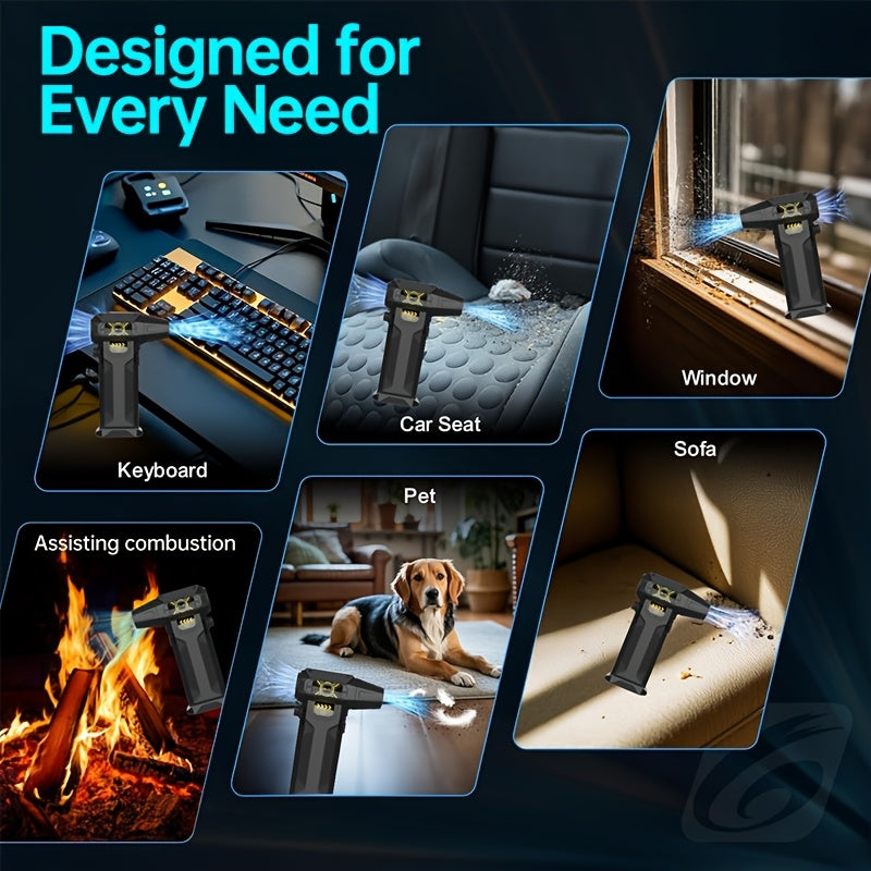 Portable USB Charging Cooling Fan with Snow Blower Dust Blaster and High-Speed Brushless Motor