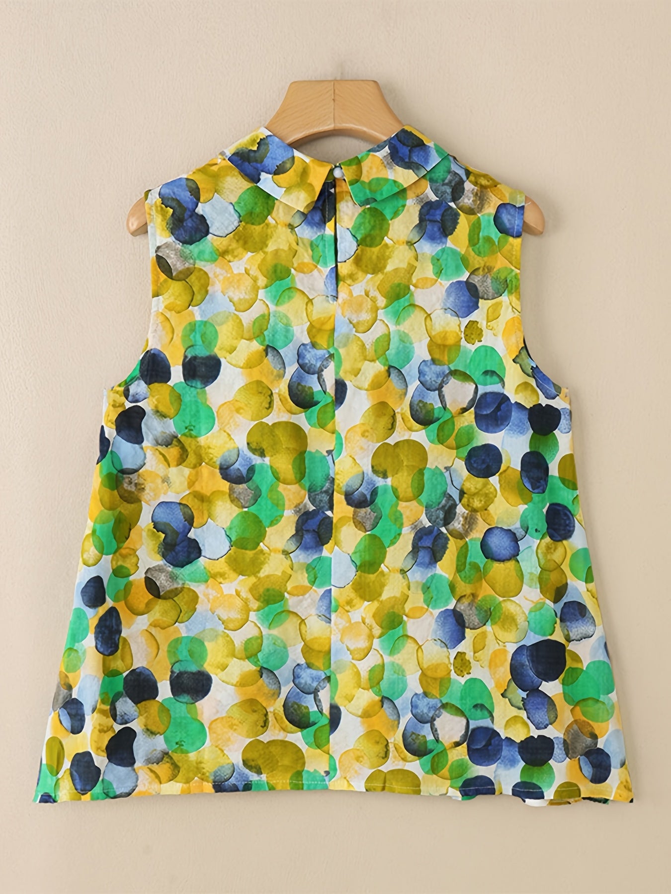 Plus Size Sleeveless Print Mock Neck Tank Top Casual Loose Summer Women's Clothing