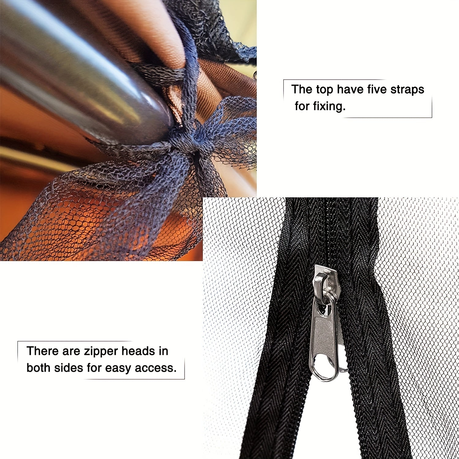 Black Patio Swing Chair Cover with Mosquito Net Waterproof Adjustable 124-203cm