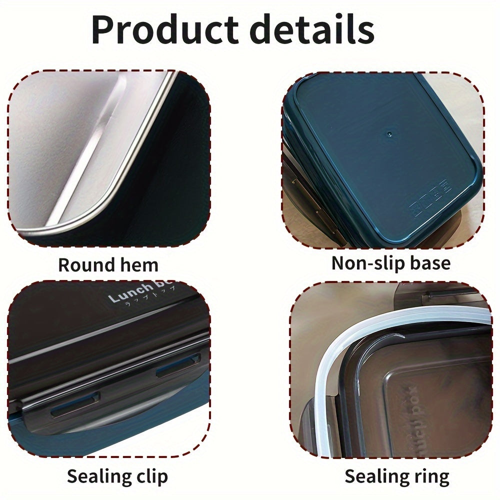 Katta 1200ml mikroto‘lqinli pechga mos tushadigan tushlik qutisi, 2 ta bo‘lakli, oziq-ovqat uchun PP, maktab va ish uchun