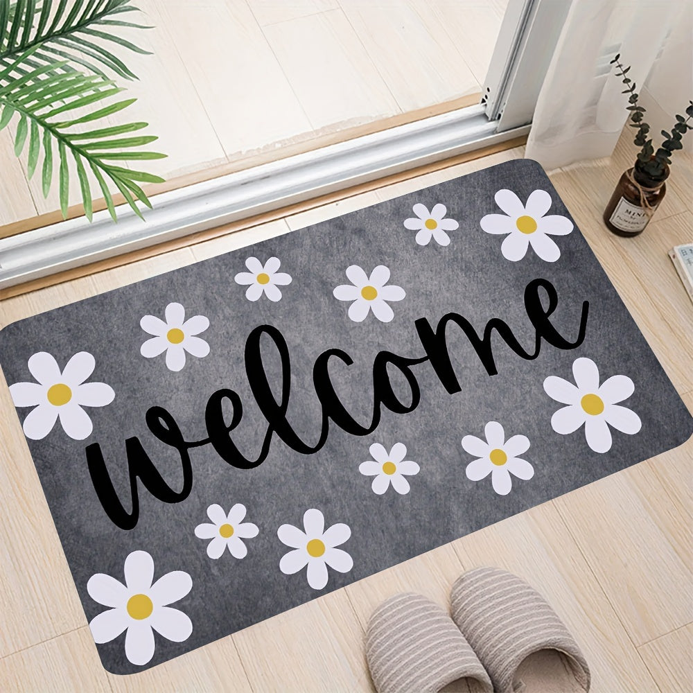 Floral Anti-Fatigue Doormat Non-Slip Absorbent Machine Washable for Kitchen Hallway Entrance
