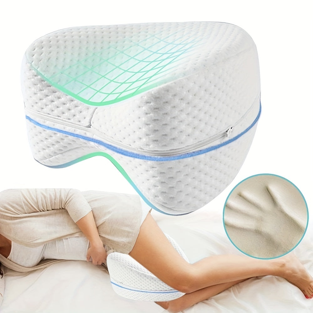 Memory Foam Leg Pillow for Side Sleepers with Removable Cover for Sciatica Hip Knee Pain