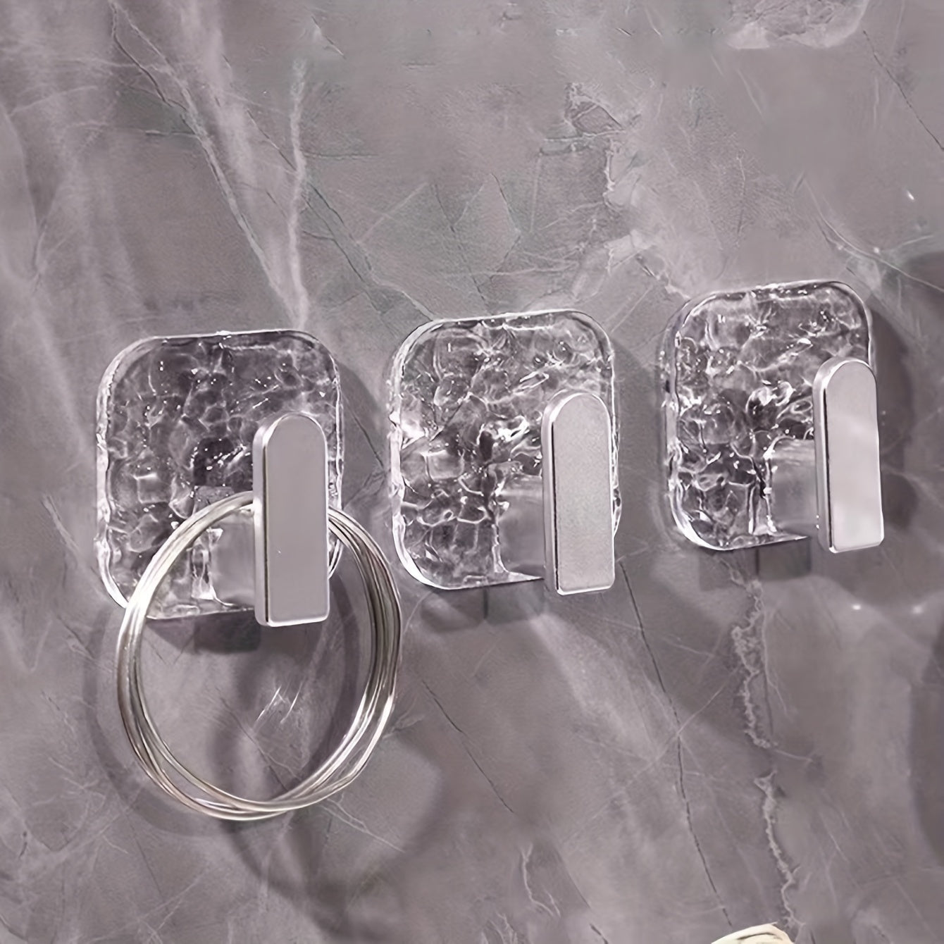 Acrylic Wall Hooks No-Drill Adhesive Bathroom Kitchen Utility Set