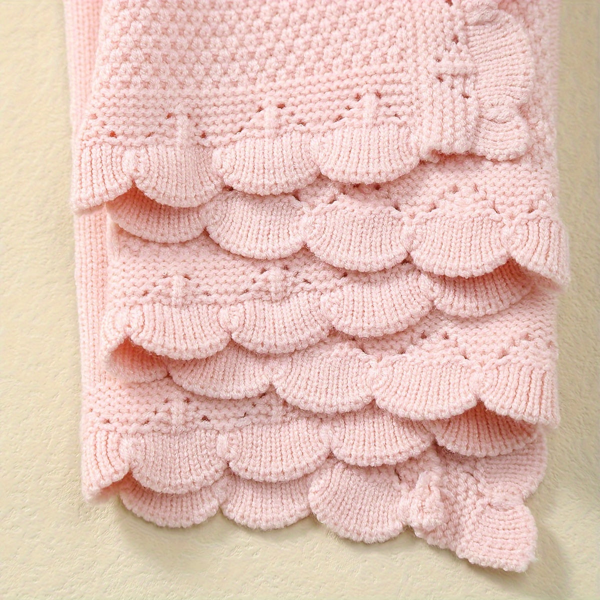 Gender-Neutral Knitted Baby Swaddle Blanket 80x100cm Soft Chunky All-Season