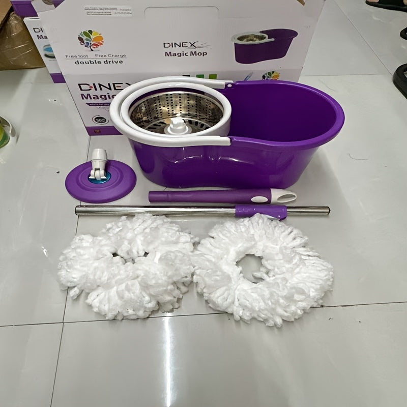 Dual-Drive Spin Mop and Bucket Set for Wet and Dry Floor Cleaning