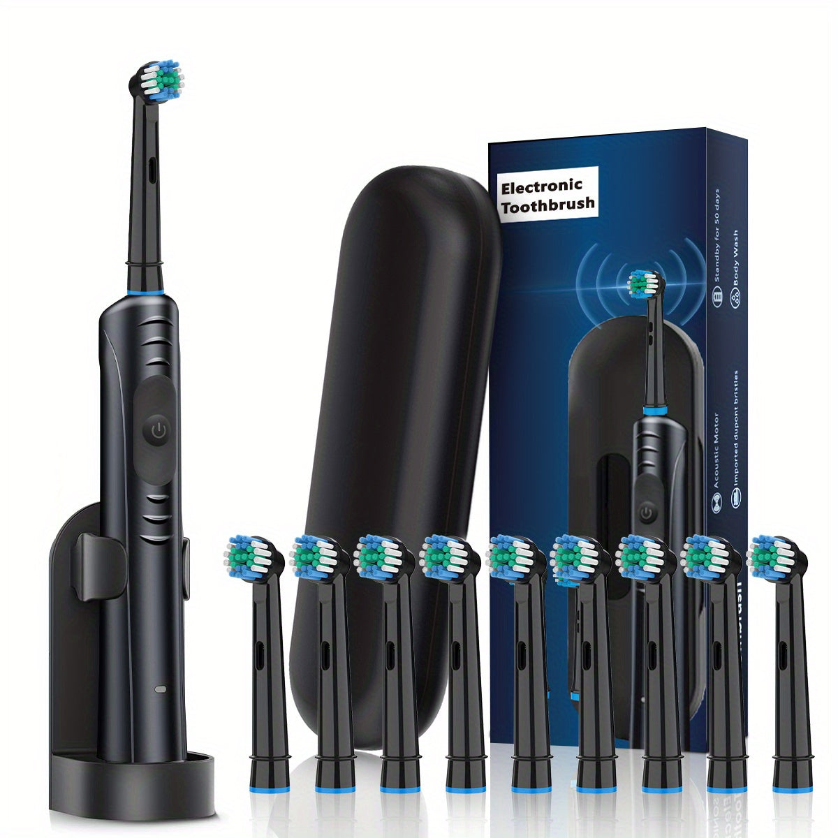 Kattalar uchun Elektr tish cho'tkasi to'plami Yumshoq tish cho'tkasi boshli Sayohat qutisi 8 ta cho'tka