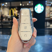 Car Key Cover TPU For EV Remote Control Durable with Woven Keychain Black