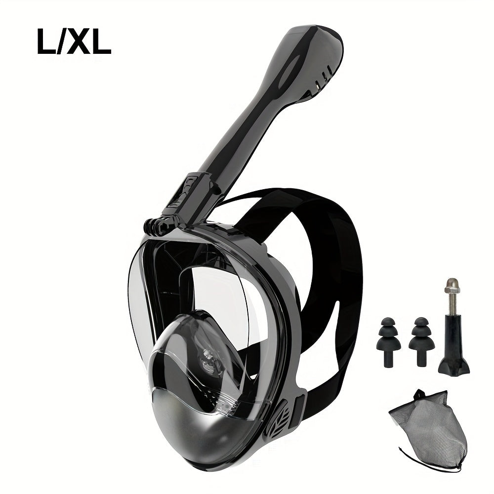 Kattalar uchun Silikon Snorkeling maskasi 180° panoramik ko‘rinish, suv o'tkazmaydigan, anti-fog, qora