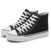 Women’s Casual High-Top Sneakers Black and White Versatile All-Season