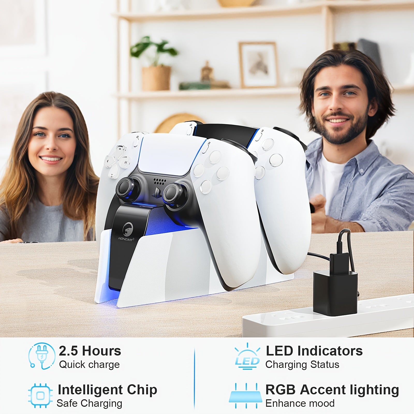Cargador de mando para PS5 con estación de carga USB Tipo C dual
