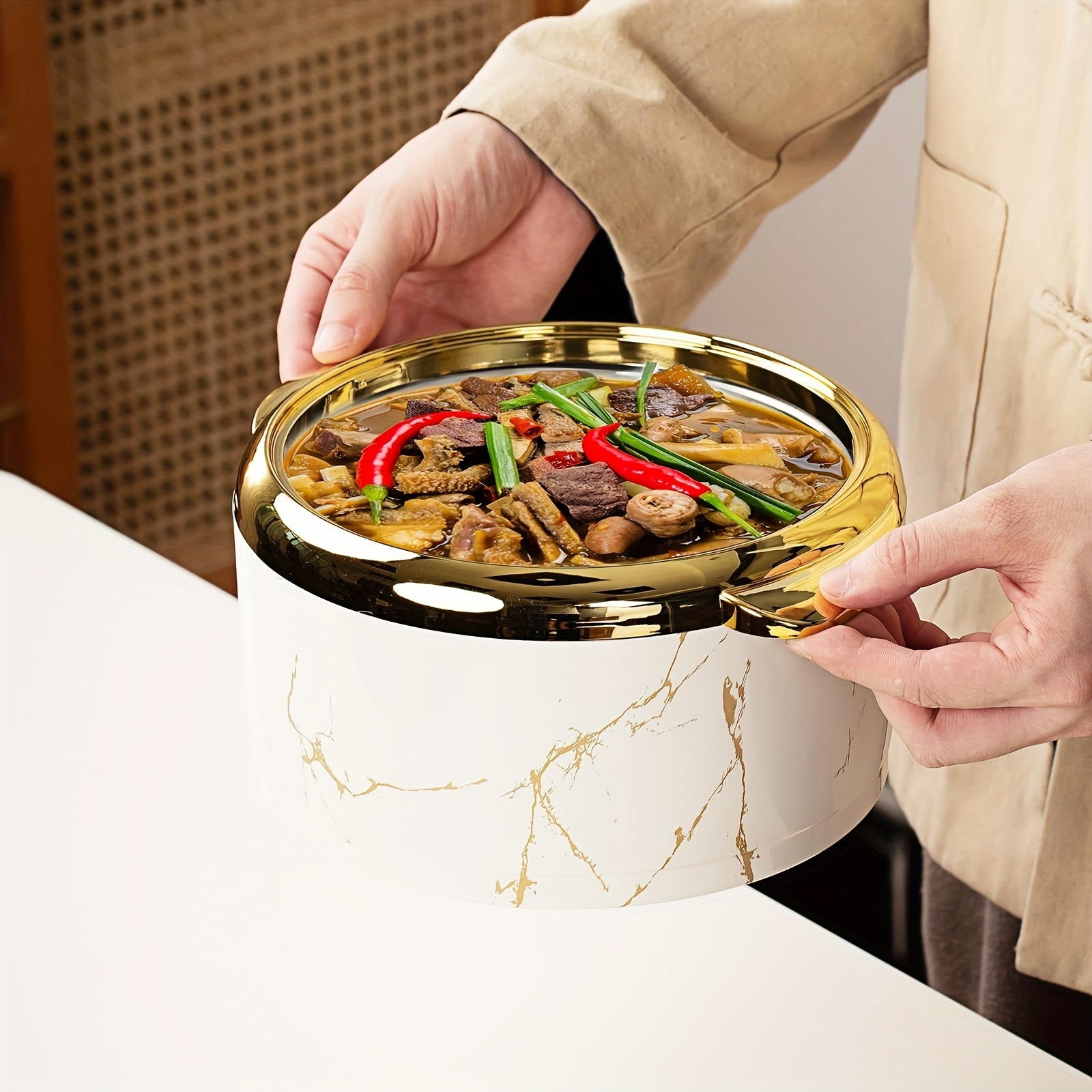 Food Warmer Set 3 Pieces Stainless Steel Insulated Casseroles with Lids 1.5L 2L 2.5L