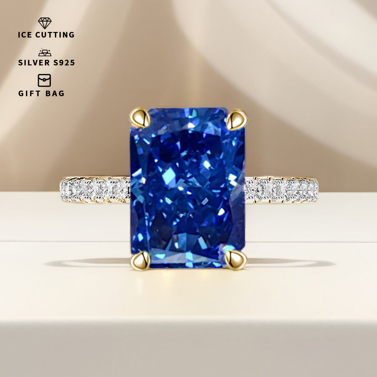 Chiroyli S925 Kumush To‘g‘ri Burchakli Tanzanit Moviy Kubik Zirkoniya Stud Momoqlari - Har kuni kiyish va maxsus tadbirlar uchun mos, Muz Gul Kesimi CZ bilan ta'minlangan