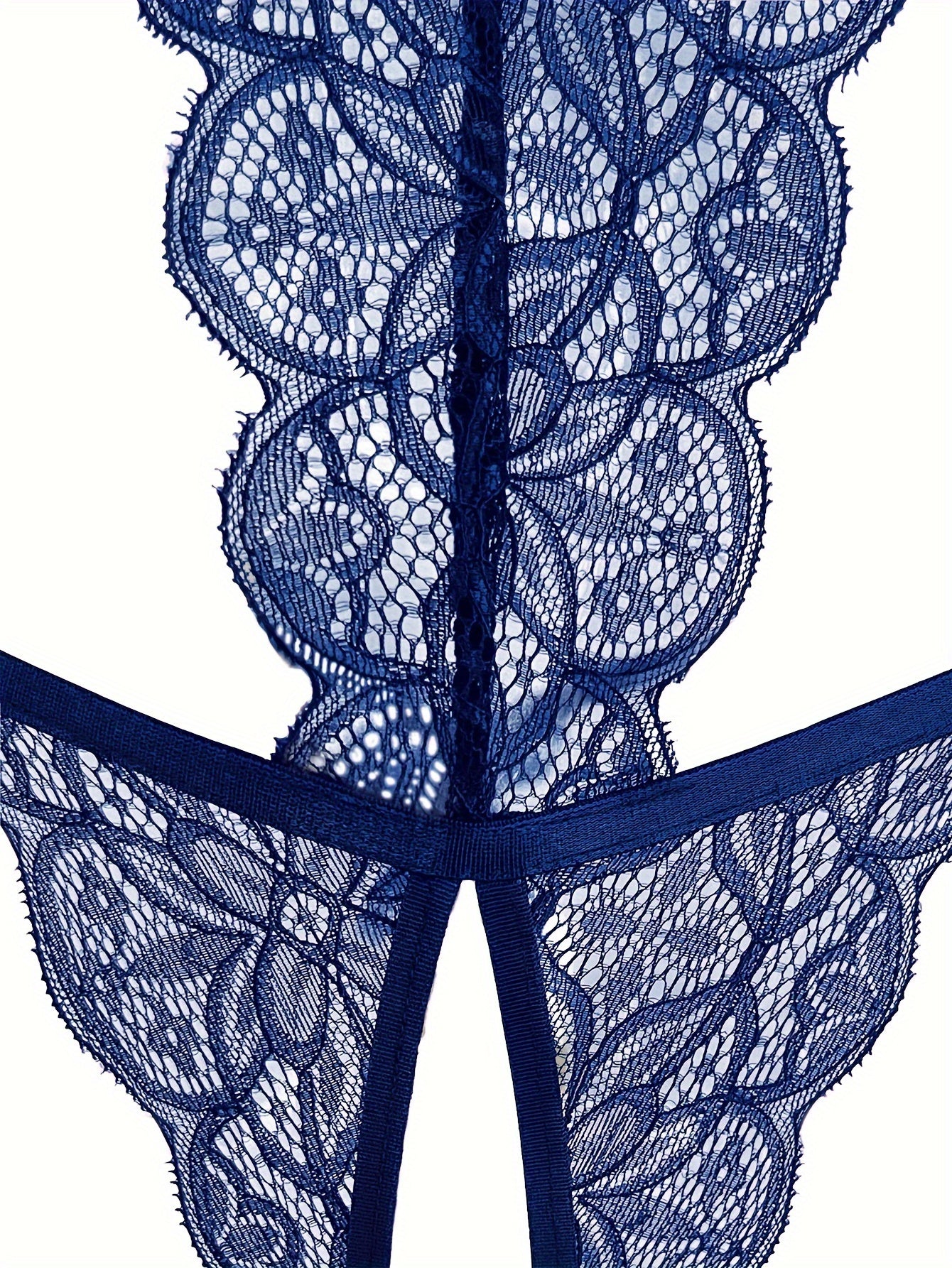 Lingerie Lace Backless Bodysuit with Open Crotch Thong and Bow