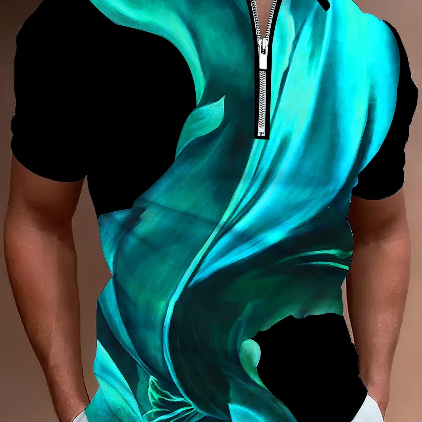 Men's Sky Blue Casual Polo Shirt 3D Print Polyester Spandex Regular Fit