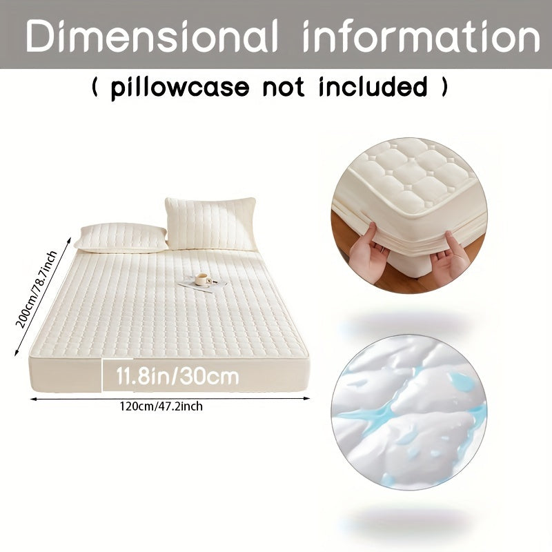 Solid Color Quilted Fitted Sheet Waterproof Thickened Breathable Fabric Fits Mattresses 5-27cm