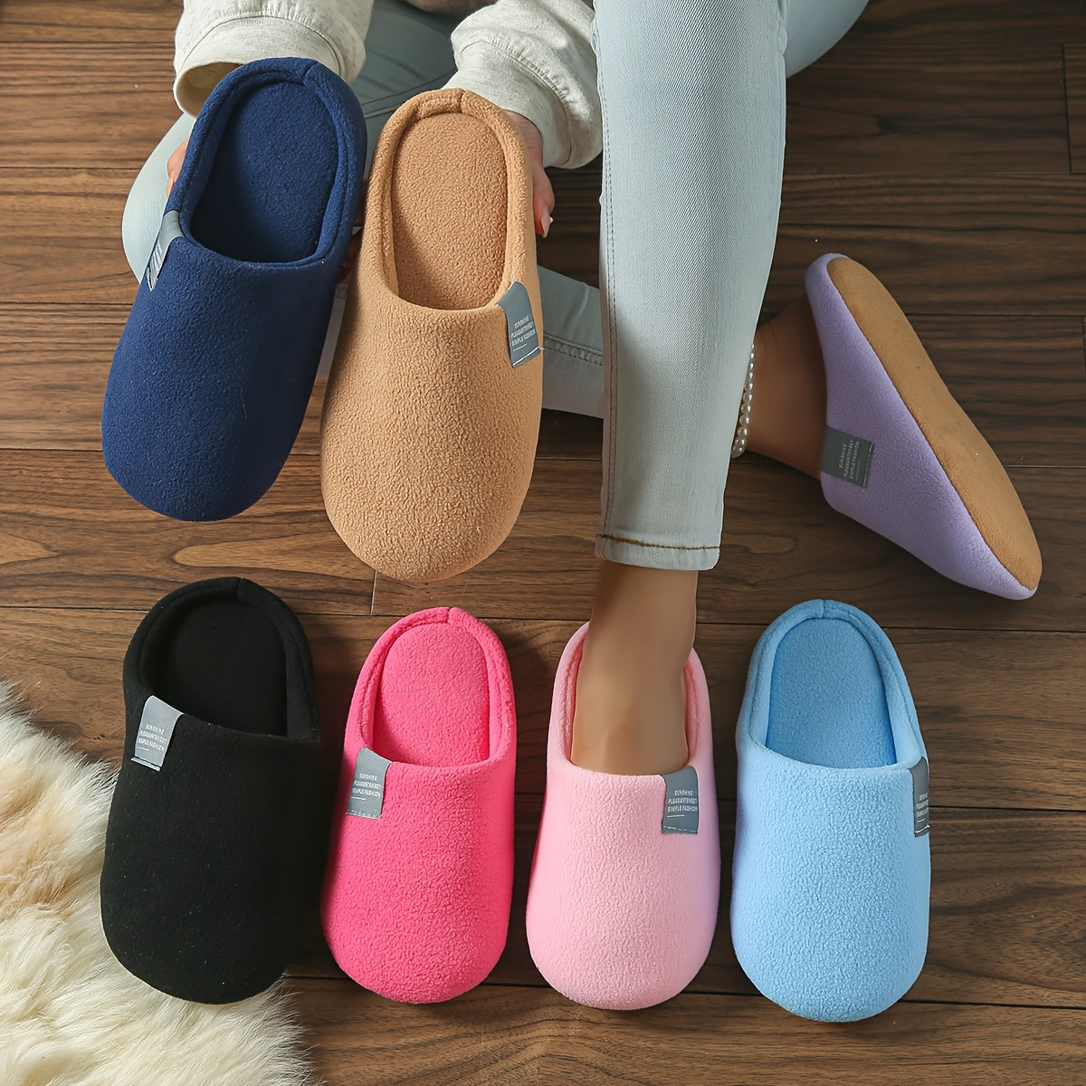 Women's Fleece Indoor Slip-On House Shoes Soft Warm Non-Slip Sole