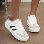 Women's Fashion Skate Sneakers White Black Rubber Low Tops Casual Shoes