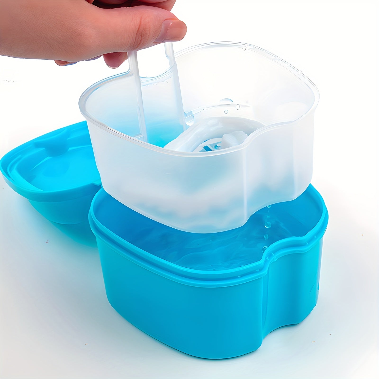 Denture Storage Case With Strainer Basket Travel Clean Organize