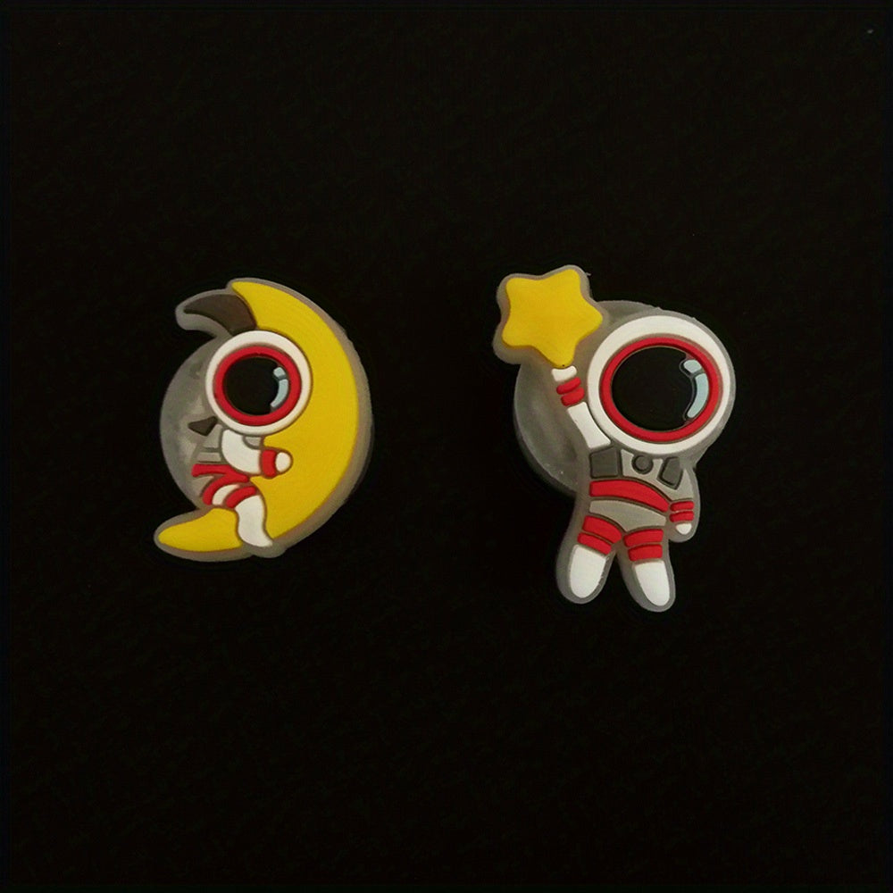 2-Pack Glow-in-The-Dark PVC Astronaut LED Charms for Clogs and Sandals