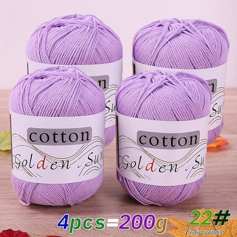 4pcs Cotton Yarn Medium Weight for Crocheting Knitting Multicolor Gradient Autumn Leaves Design