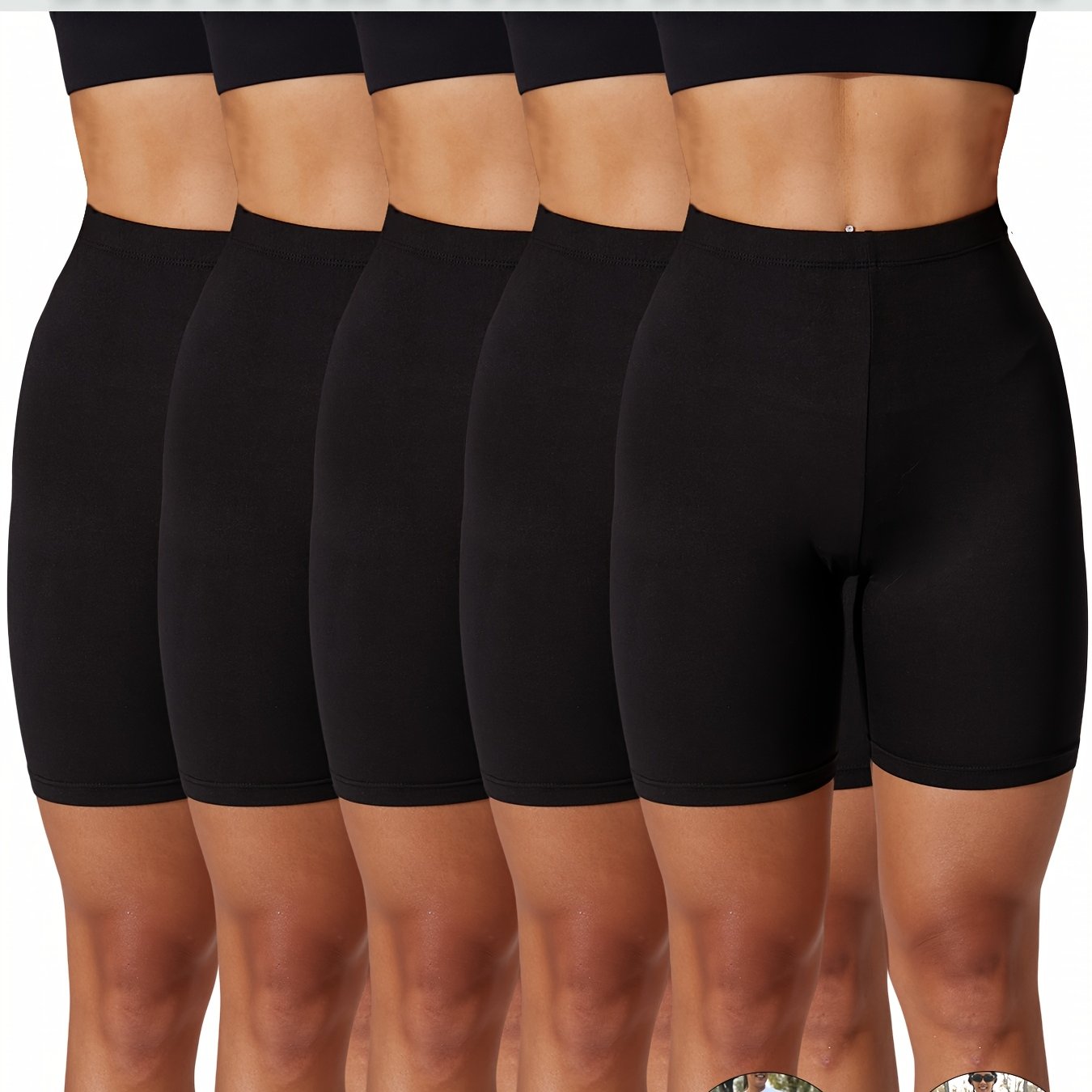 Plus Size Women’s Soft Biker Shorts High-Waisted Stretchy Polyester Spandex