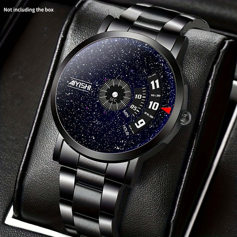 Men's Quartz Watch Steel Strap Round Dial Casual Elegant Gift