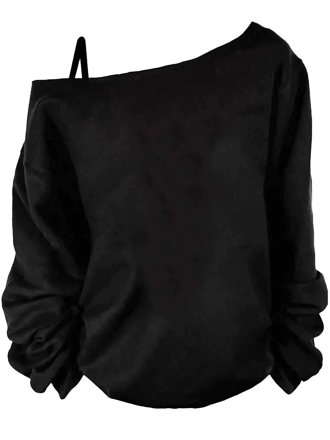 Women's Long Sleeve Asymmetrical Shoulder T-Shirt Solid Polyester Blend Elegant Casual