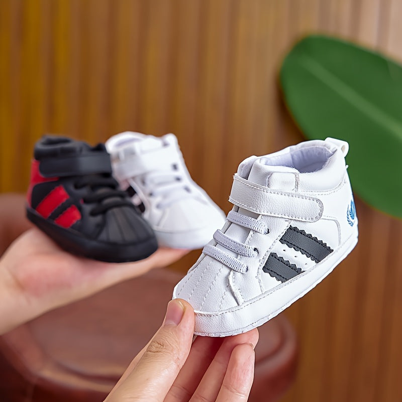 Unisex Baby Sneakers with Adjustable Strap PU Upper Soft Fabric Sole Anti-Slip Spring Fall Casual