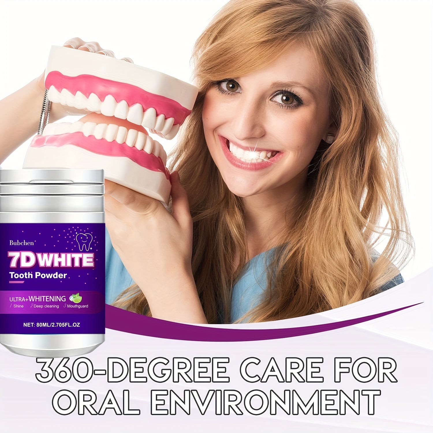 Whitening Tooth Powder with Natural Pearl Essence Mint Flavor 80ml Deep Clean Stain Removal