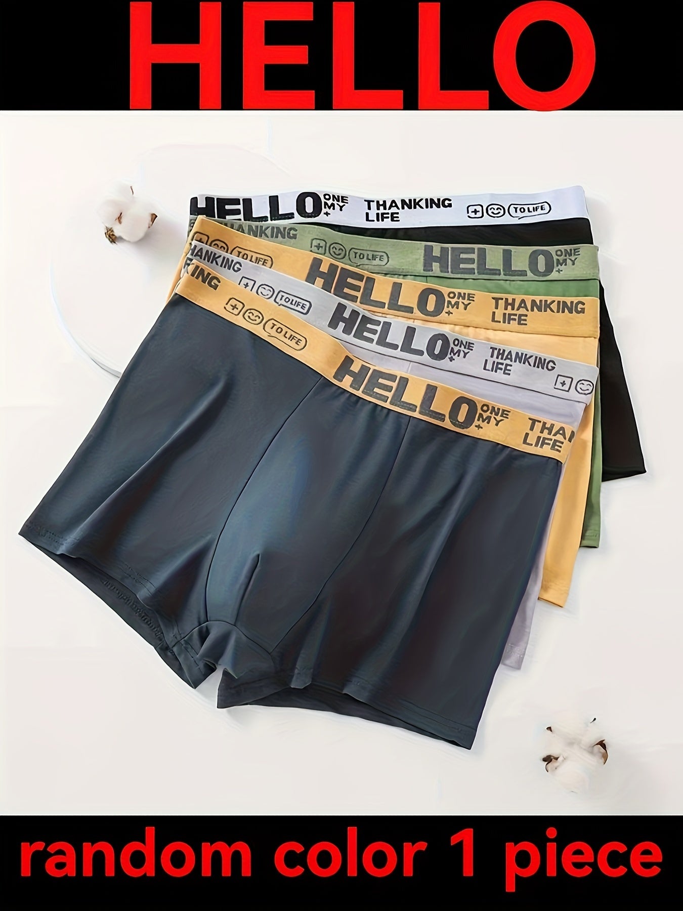 Men's Breathable Solid Color Cotton Boxers in 1, 3, or 5 Pieces