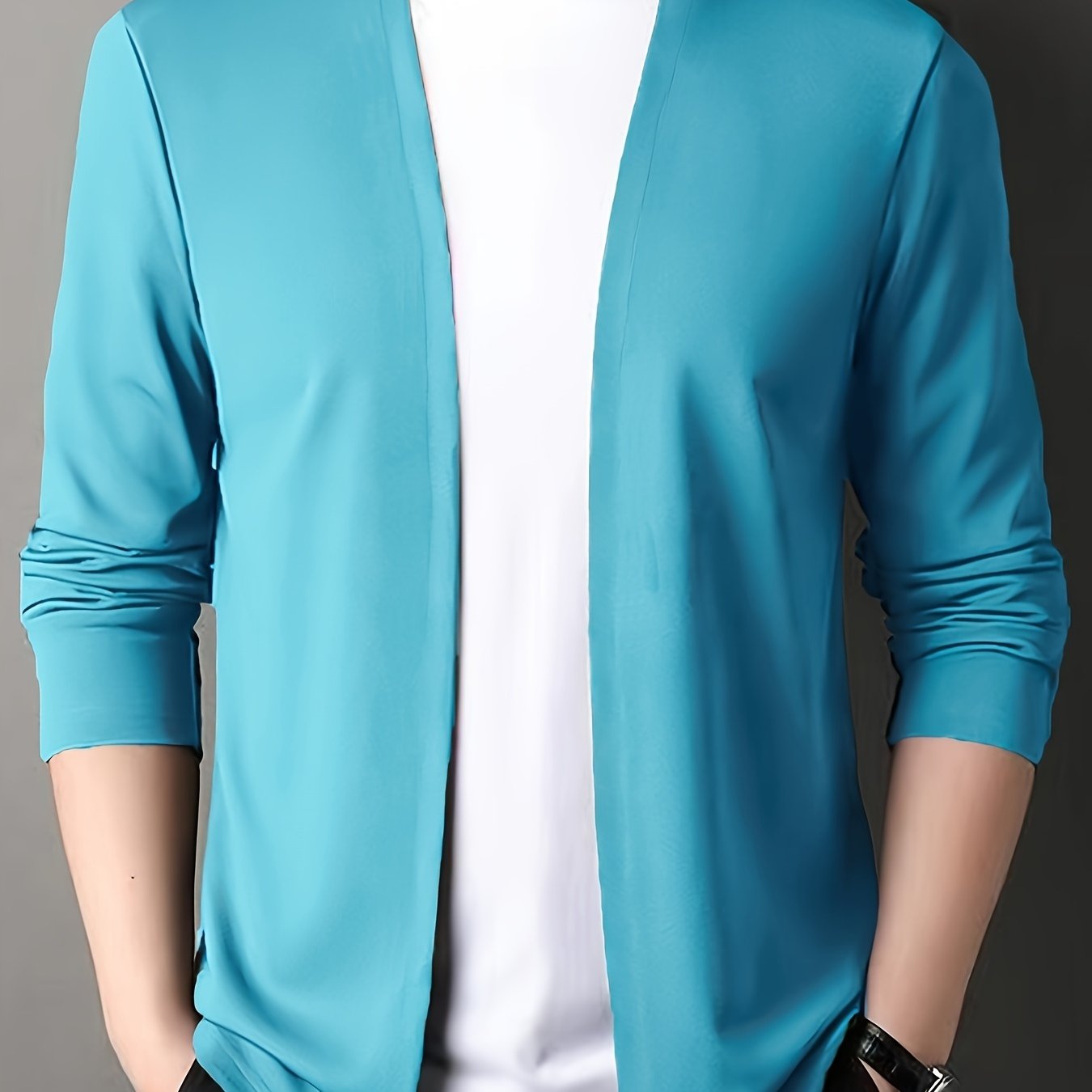 Men's Knit Cardigan Solid Color Slim Fit Spring Casual Polyester