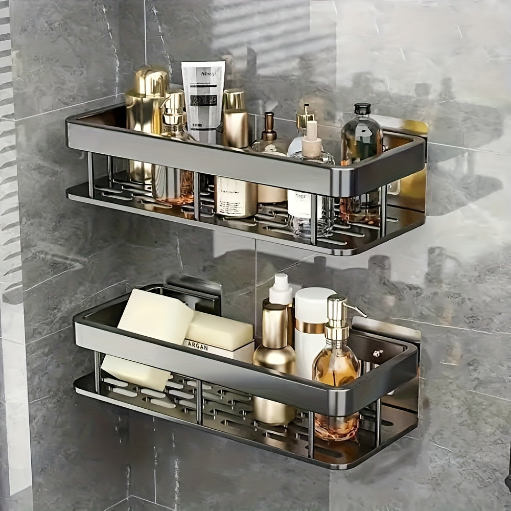 High Capacity Aluminum Wall Rack for Bathroom and Kitchen Space-Saving No Drill Easy Install