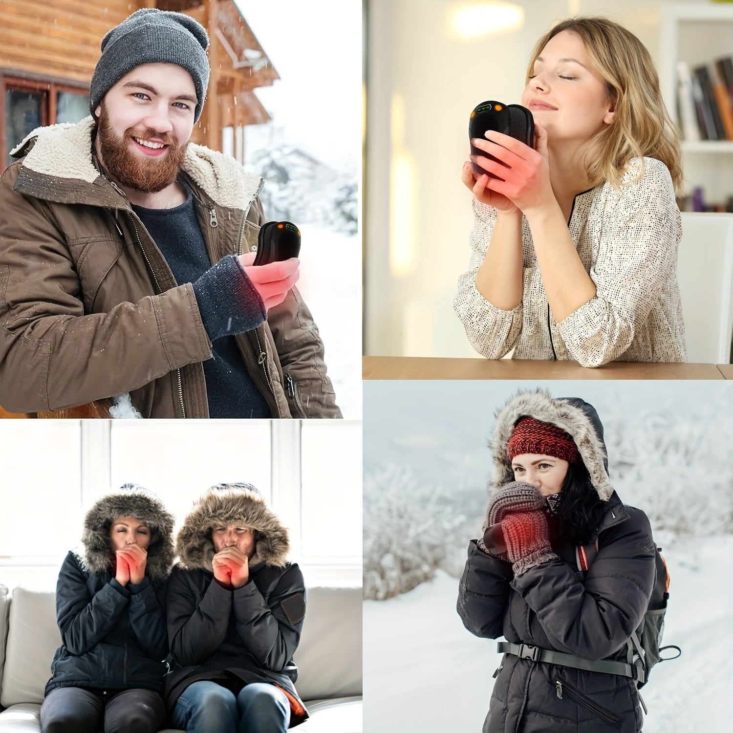 Portable Electric Heater with 3 Heat Levels and Rechargeable Magnetic Hand Warmer for Camping and Skiing